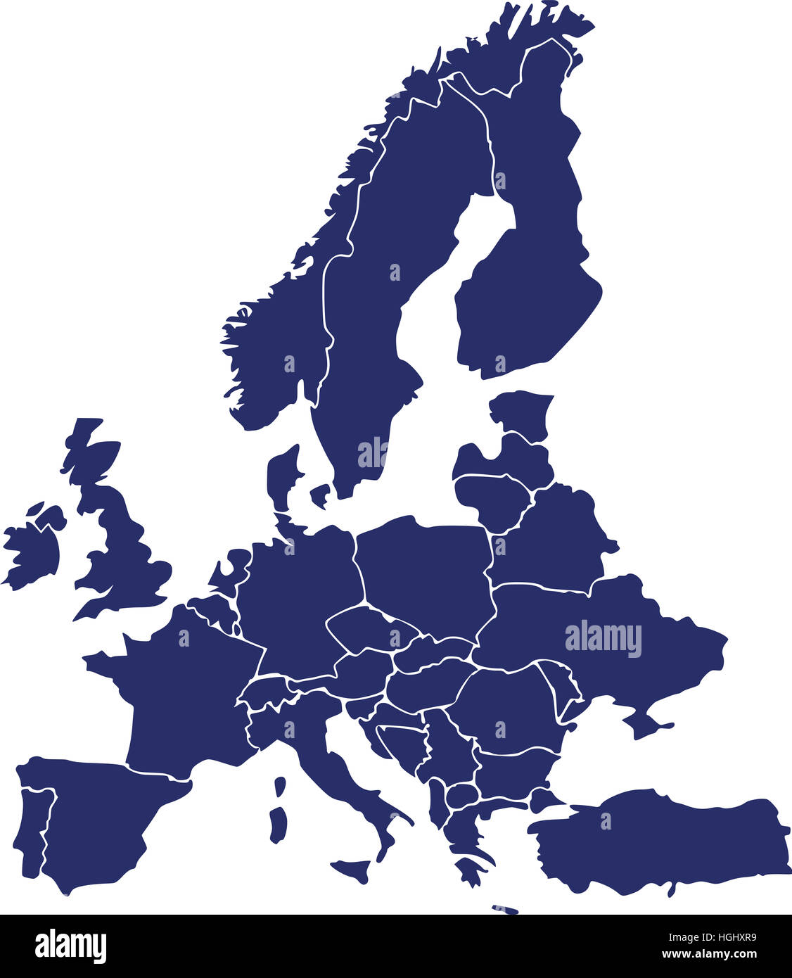 Mappa Europa con bordi Foto Stock