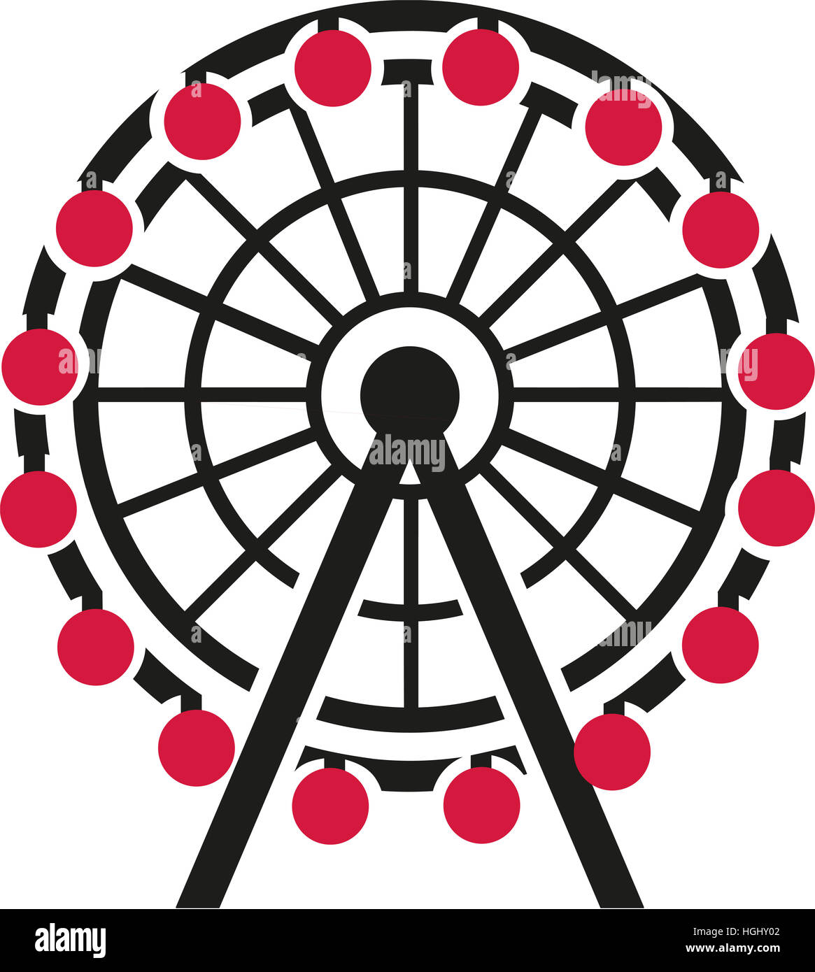 Ruota panoramica Ferris con gondola rossa Foto Stock