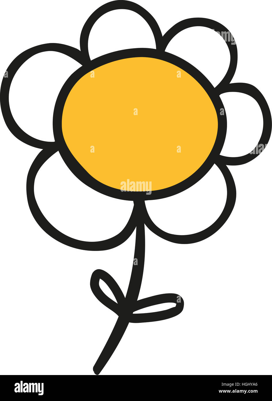 Carino daisy flower disegnata a mano Foto Stock