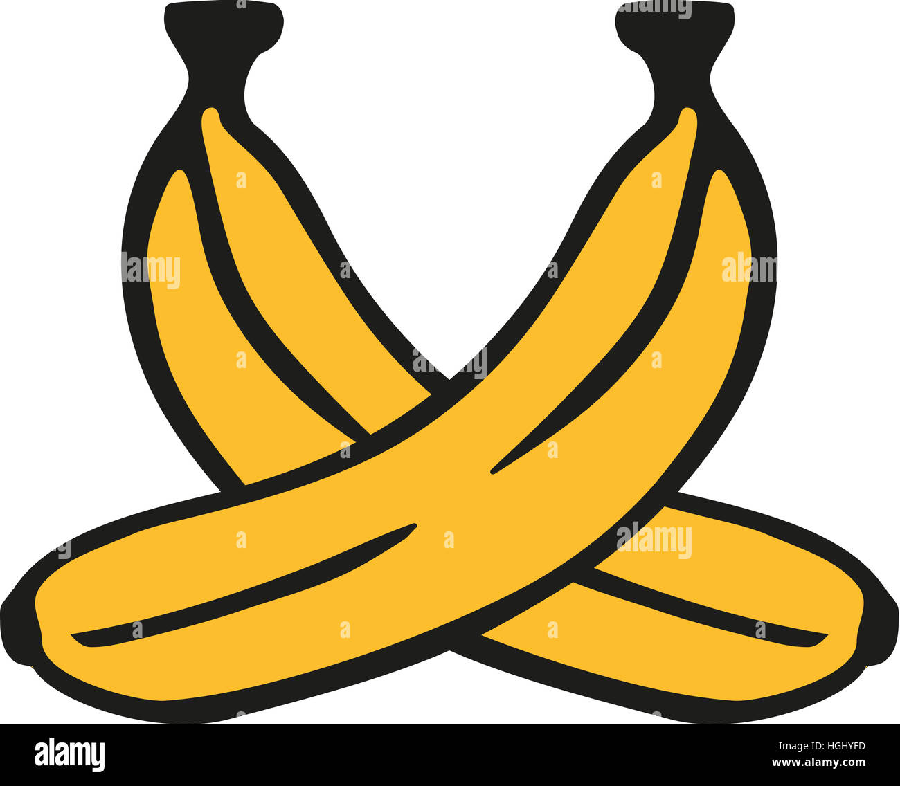 Due banane incrociate Foto Stock