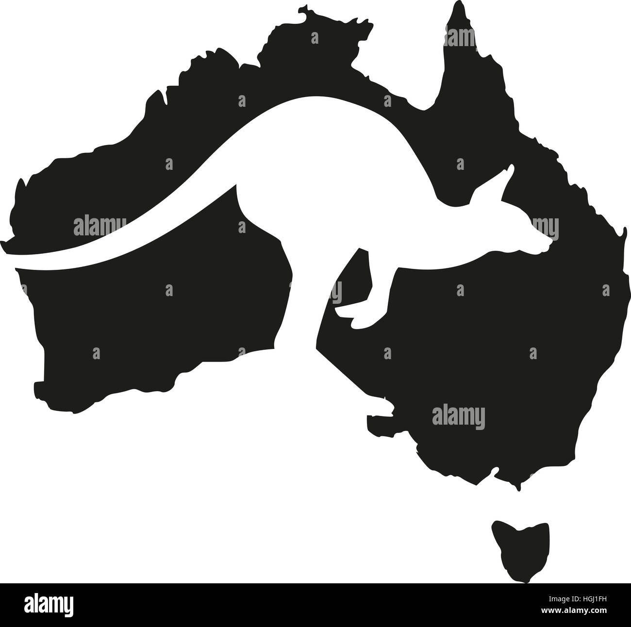Australia mappa con canguro Foto Stock