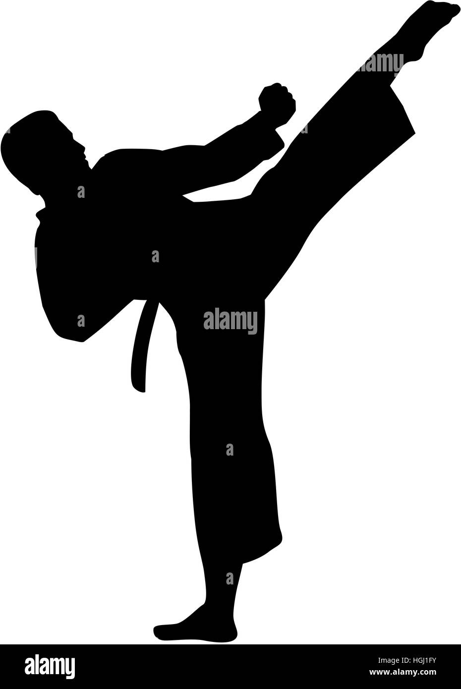 Il Karate fighter silhouette Foto Stock