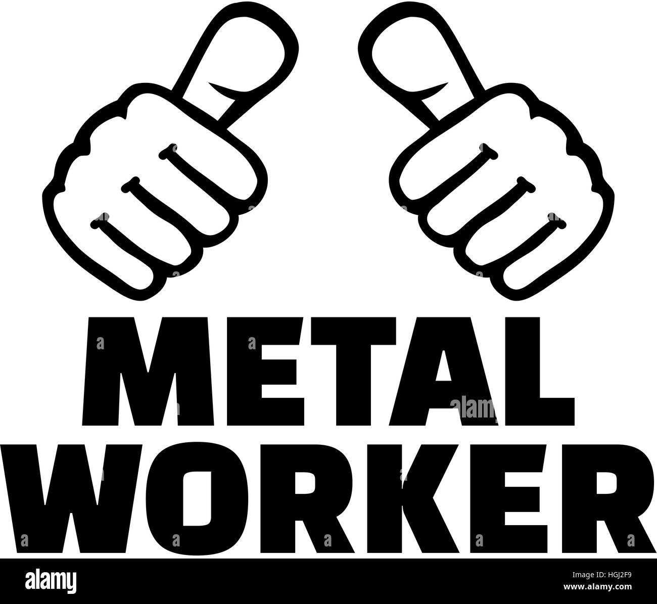 Lavoratore di metallo con i pollici. T-Shirt Design. Foto Stock