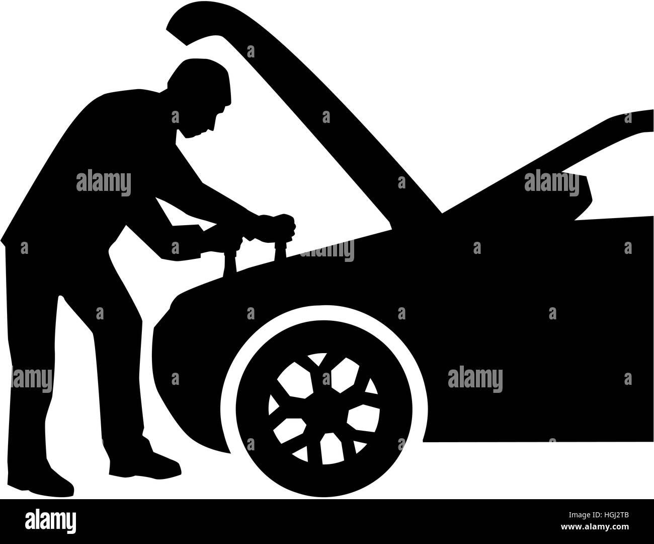 Motoriste lavorando sulla vettura Foto Stock