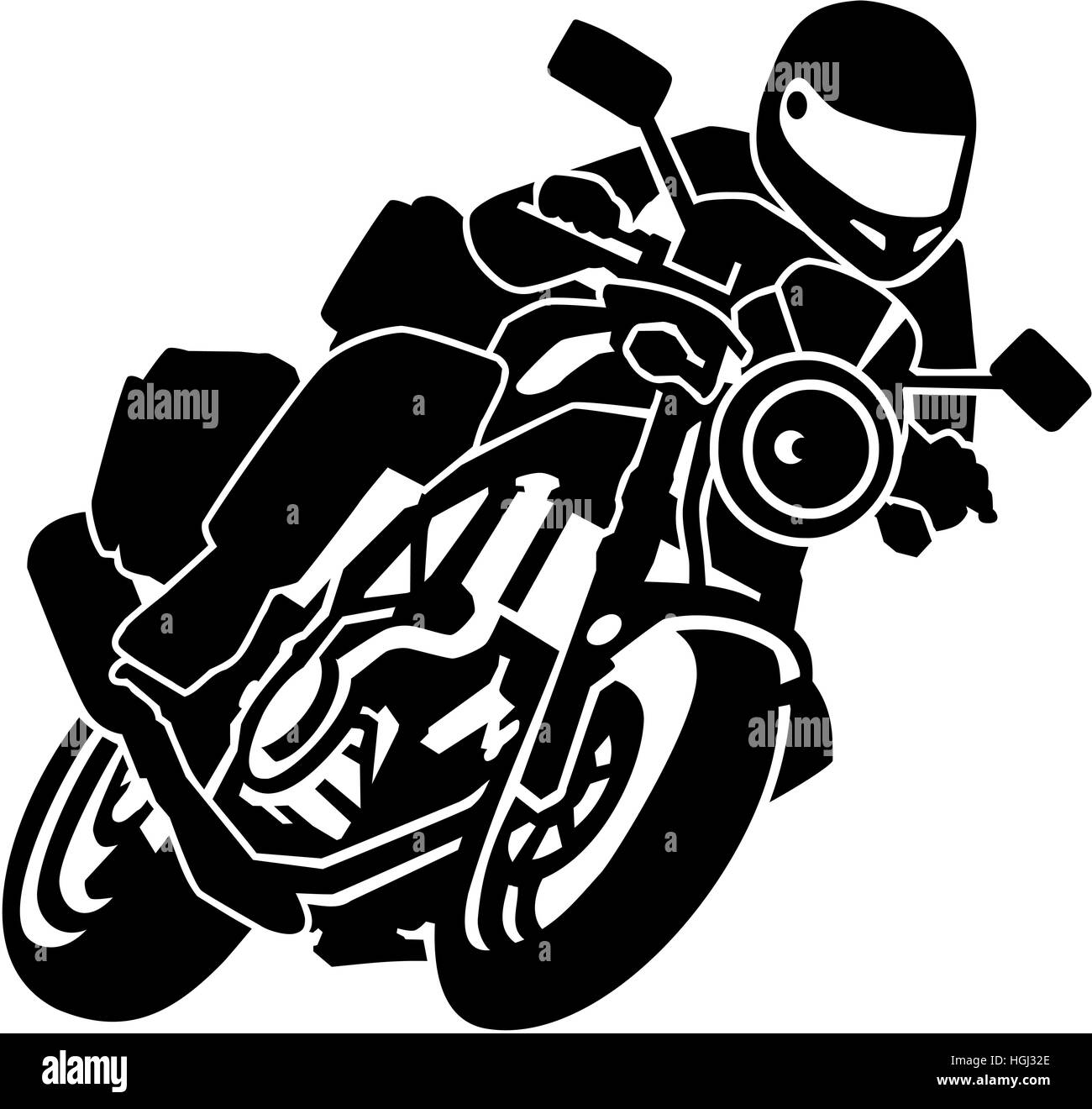 Biker in moto Foto Stock