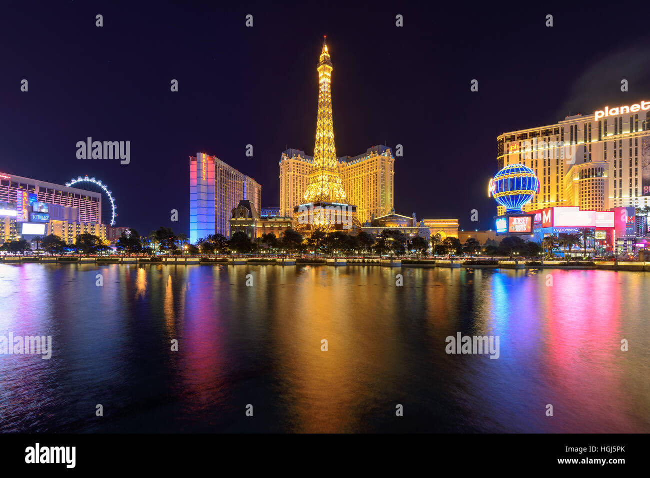 Las Vegas strip una notte. Foto Stock