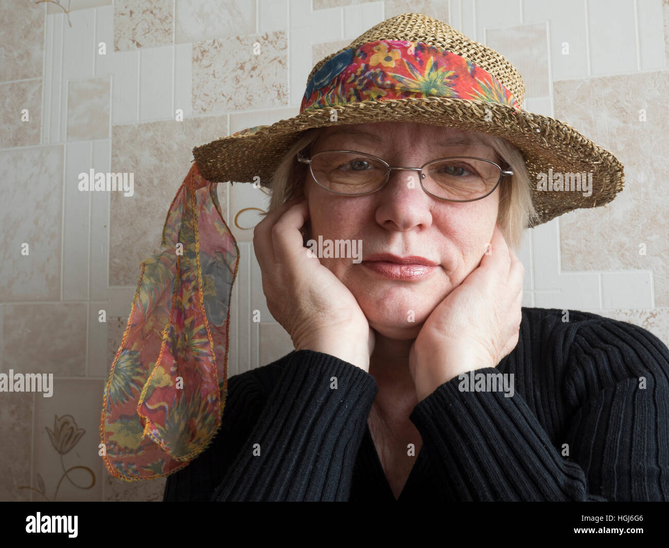 Di mezza età donna caucasica Foto Stock