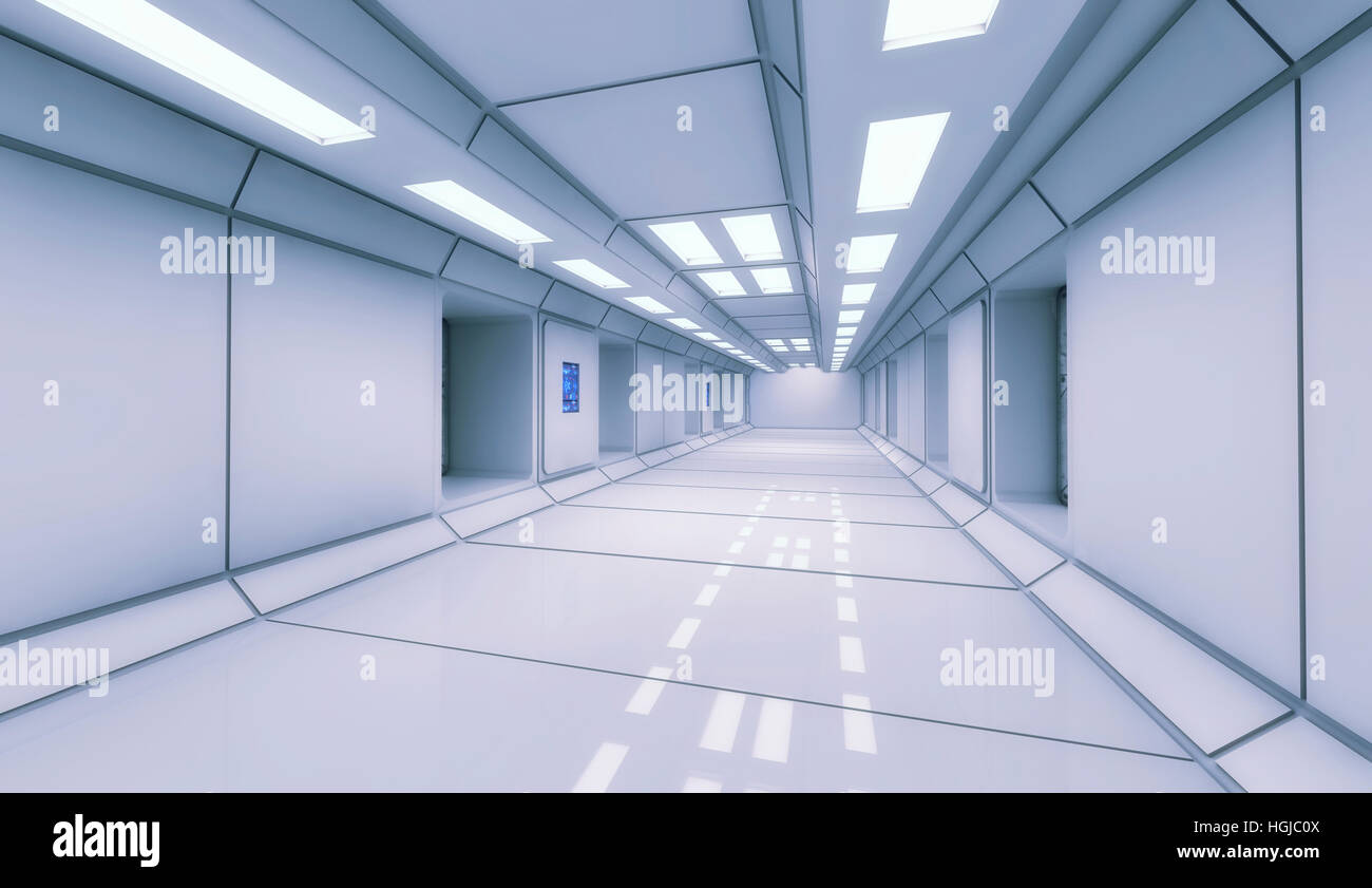 Il futuristico corridoio interno Foto Stock