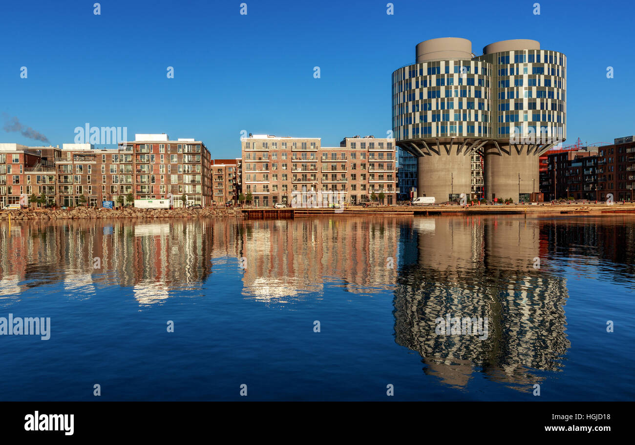 La nuova ed eccitante attraente zona residenziale e di uffici di trimestre in Nordhavn, il nord del porto di Copenhagen. Torri di Portland Foto Stock