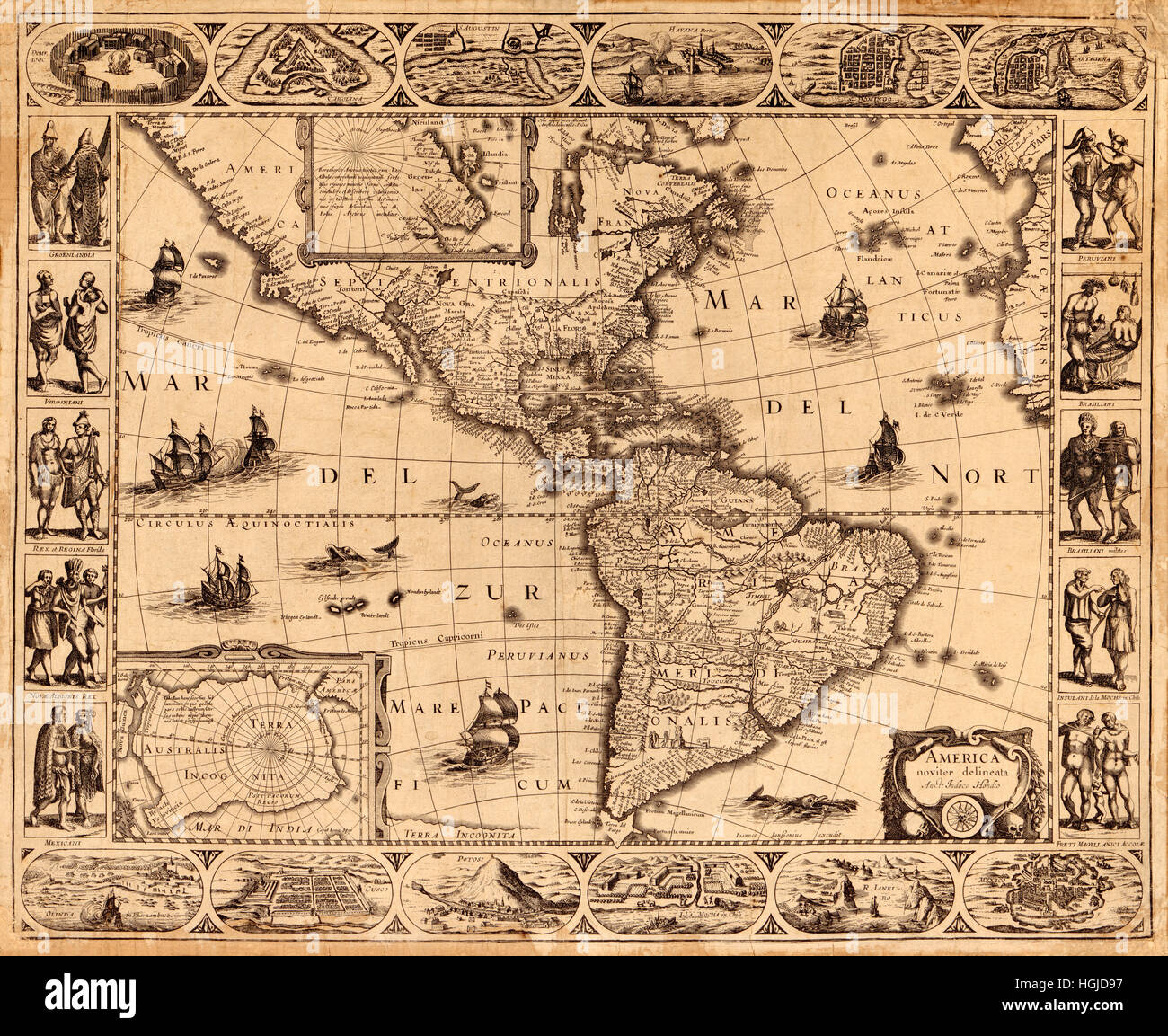 Mappa di America 1622 Foto Stock