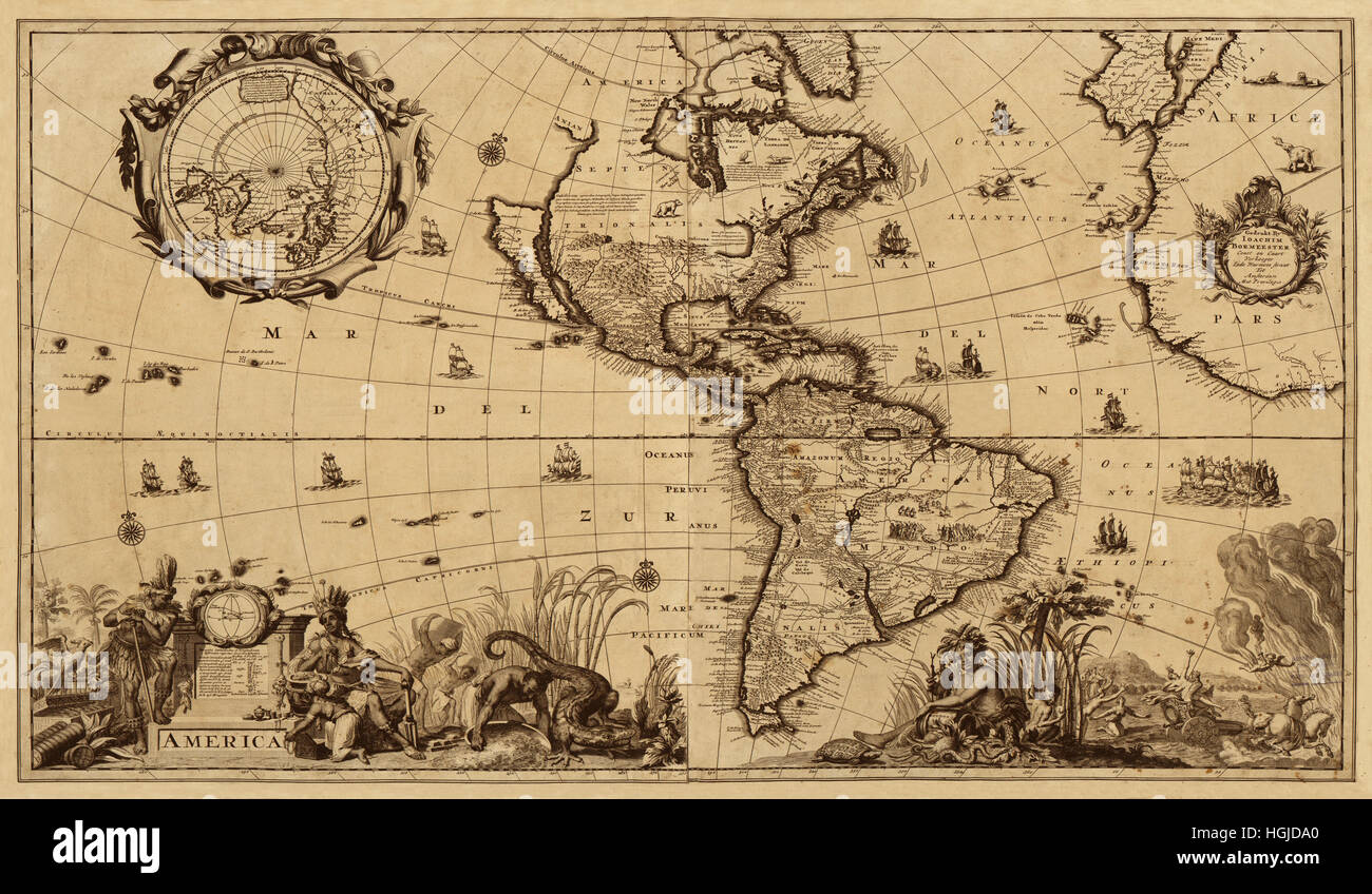Mappa di America 1700 Foto Stock