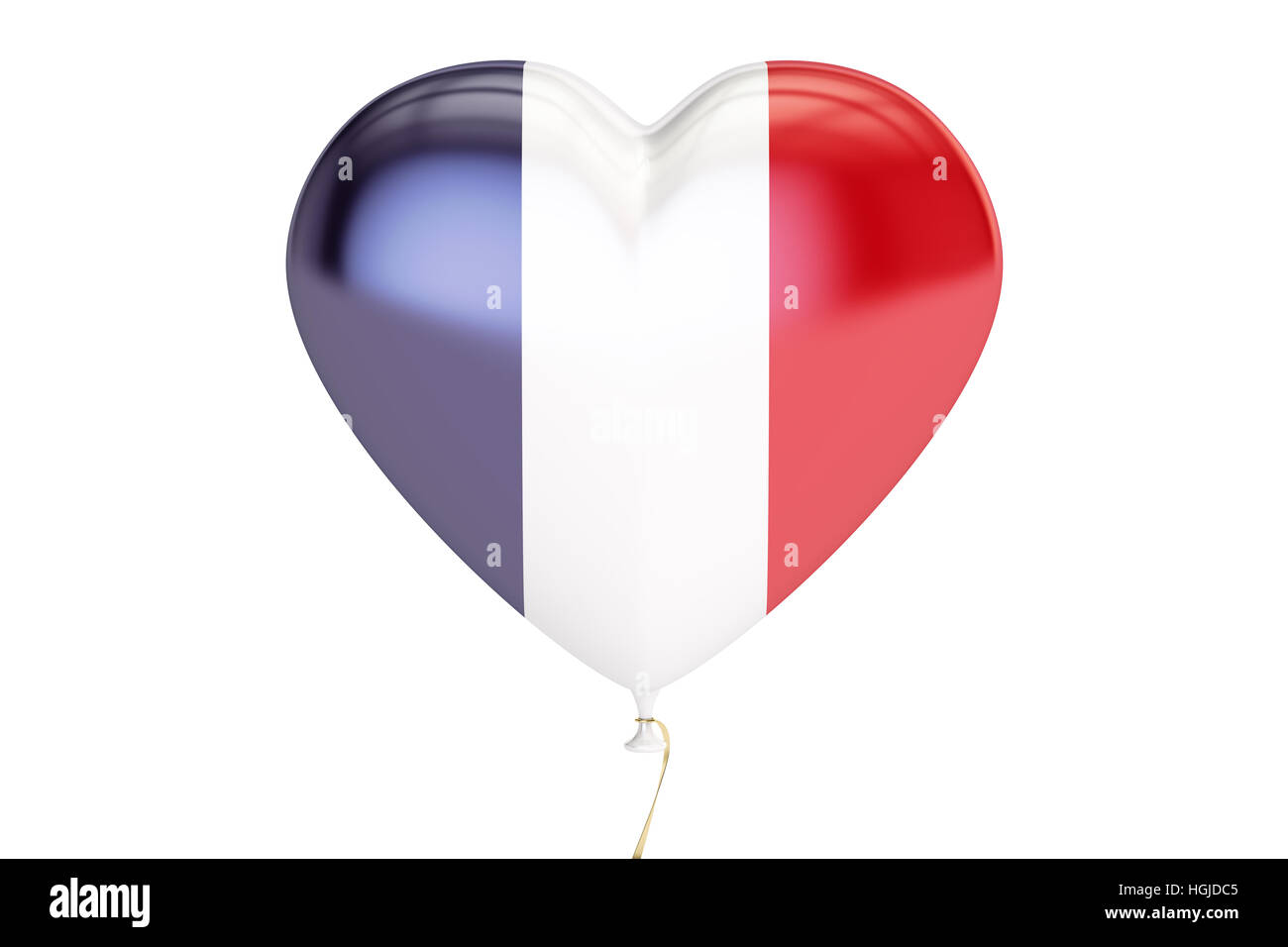 Palloncino con bandiera della Francia a forma di cuore, rendering 3D Foto Stock