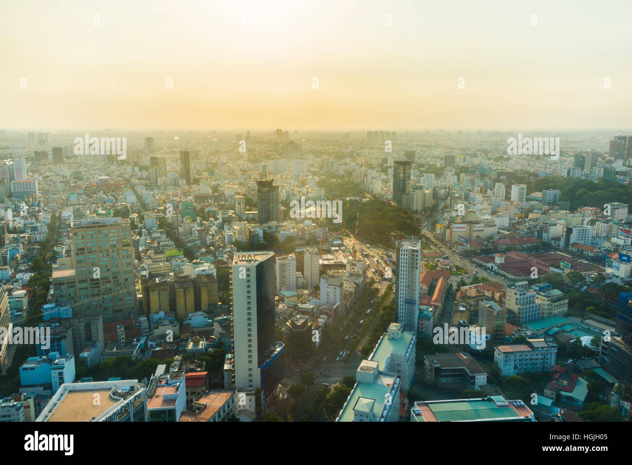 Vista di Ho Chi Minh City dal Bitexco Financial Tower, Ho Chi Minh City, Vietnam Foto Stock