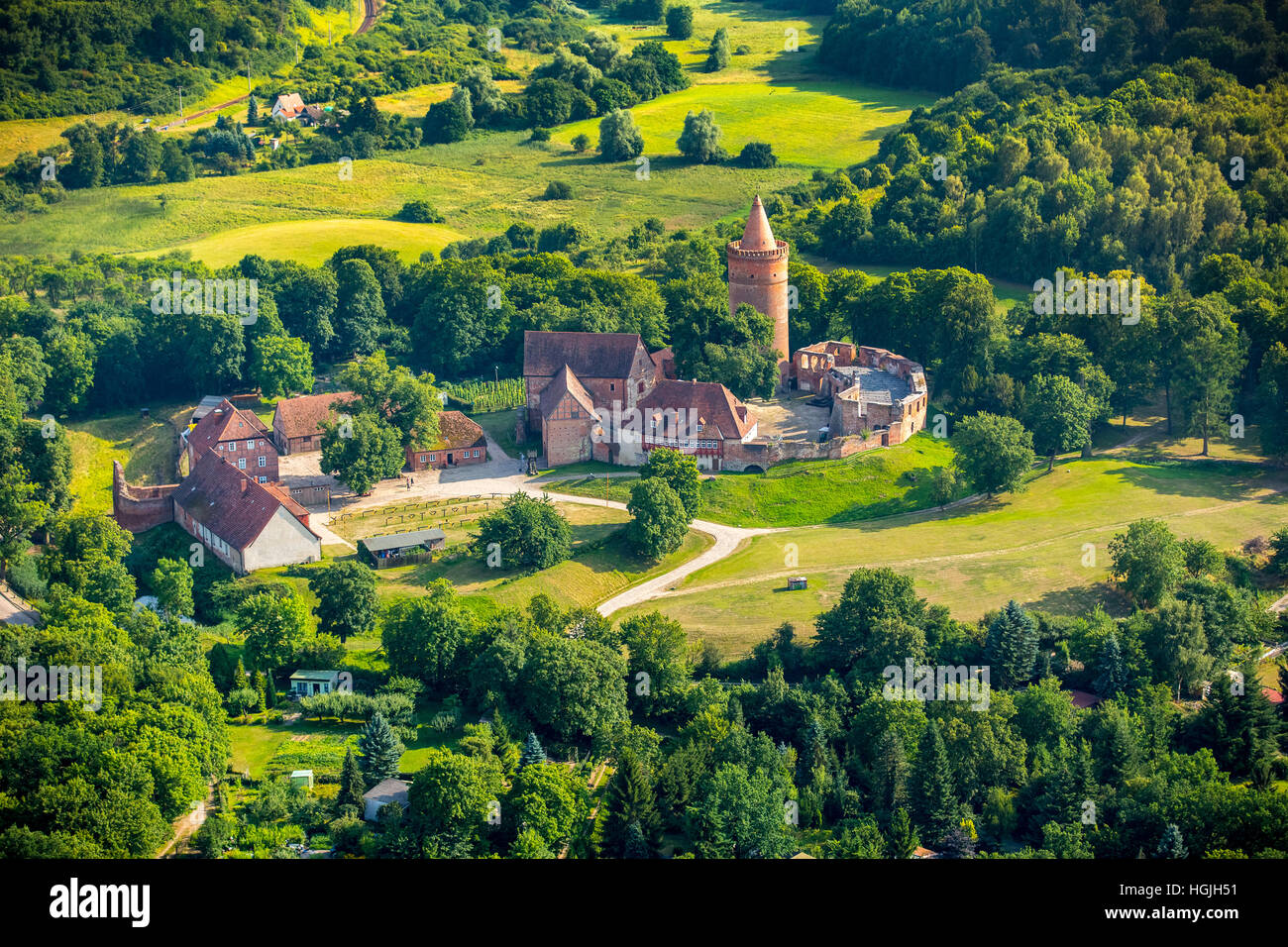 Stargard hill castello, Meclemburgo Lake District, Meclemburgo-Pomerania Occidentale, Germania Foto Stock