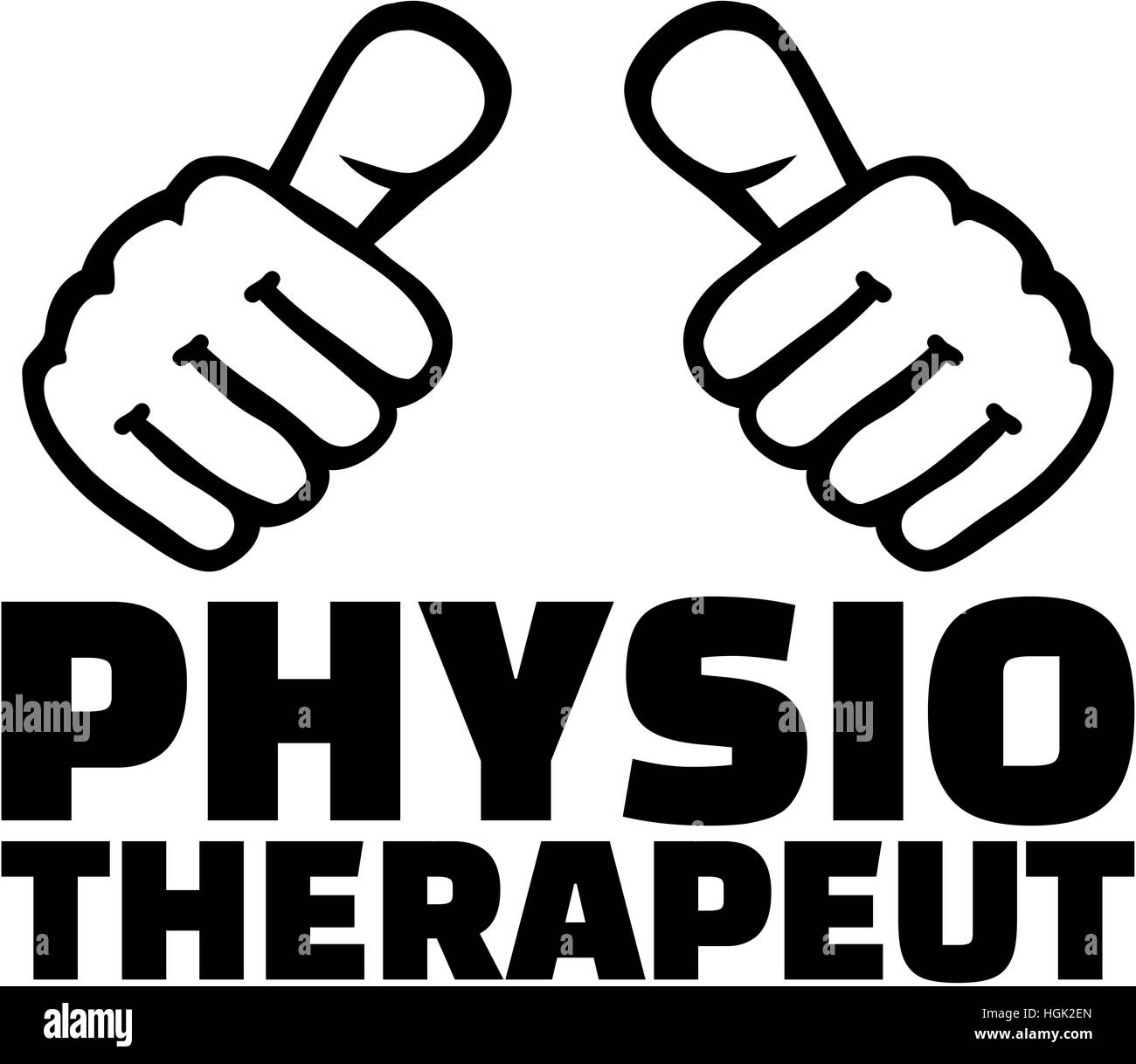 Fisioterapista con i pollici. Il tedesco T-Shirt Design. Foto Stock