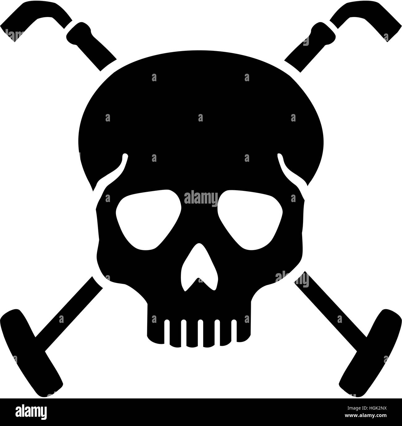 Cranio con attraversata polo racchette Foto Stock