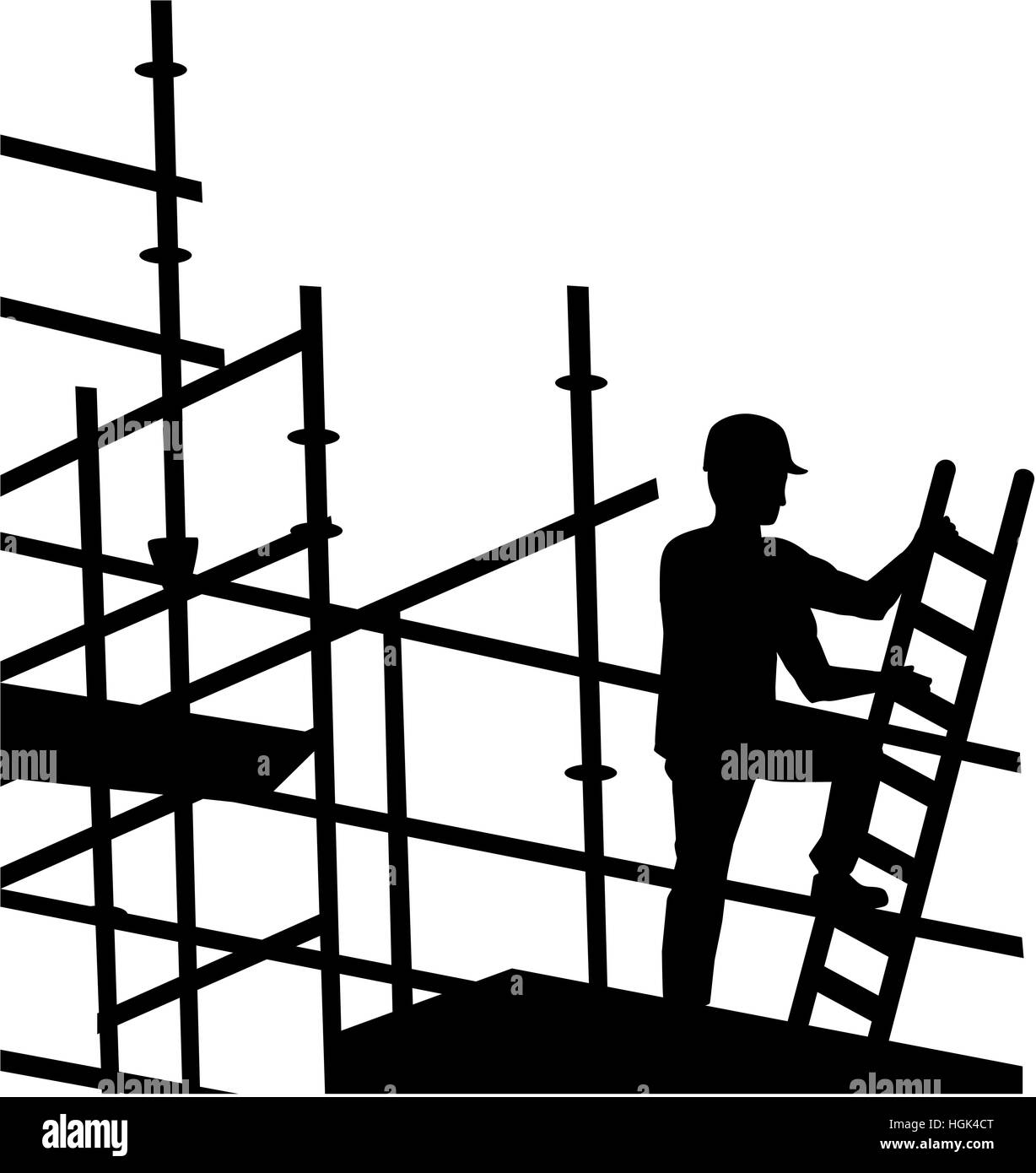 Ponteggiatore lavorando sul sito Foto Stock