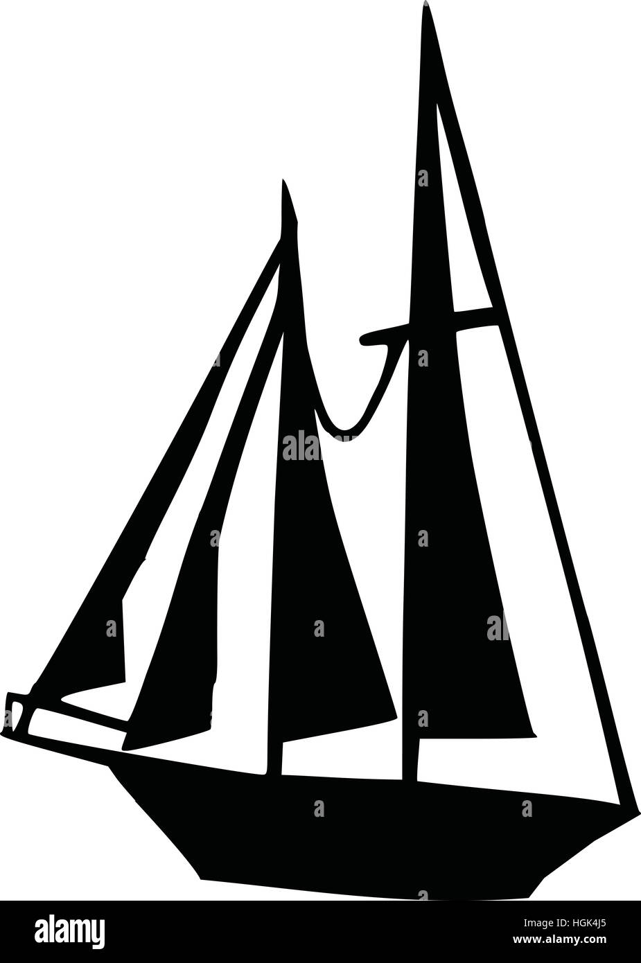 Grande barca a vela silhouette Foto Stock