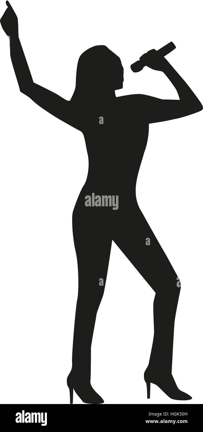 Cantante silhouette di donna Foto Stock