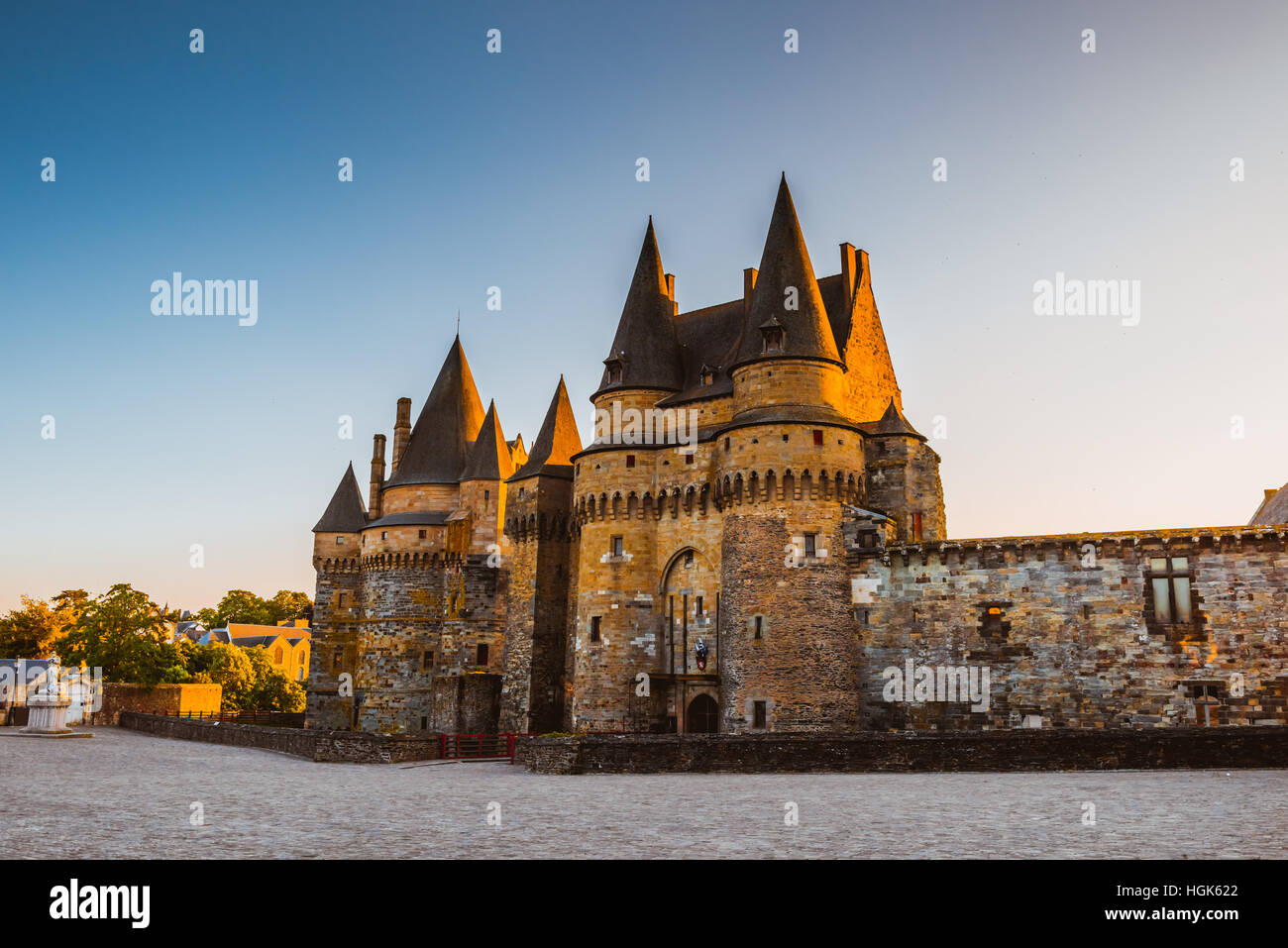 Il castello medievale di Vitre Brittany, Francia. Foto Stock