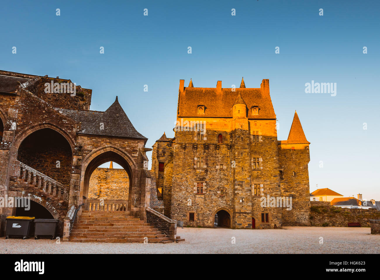 Il castello medievale di Vitre Brittany, Francia. Foto Stock