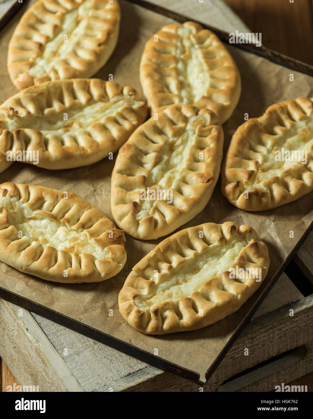 Karelian torte. Tradizionale pasties dalla Finlandia Foto Stock