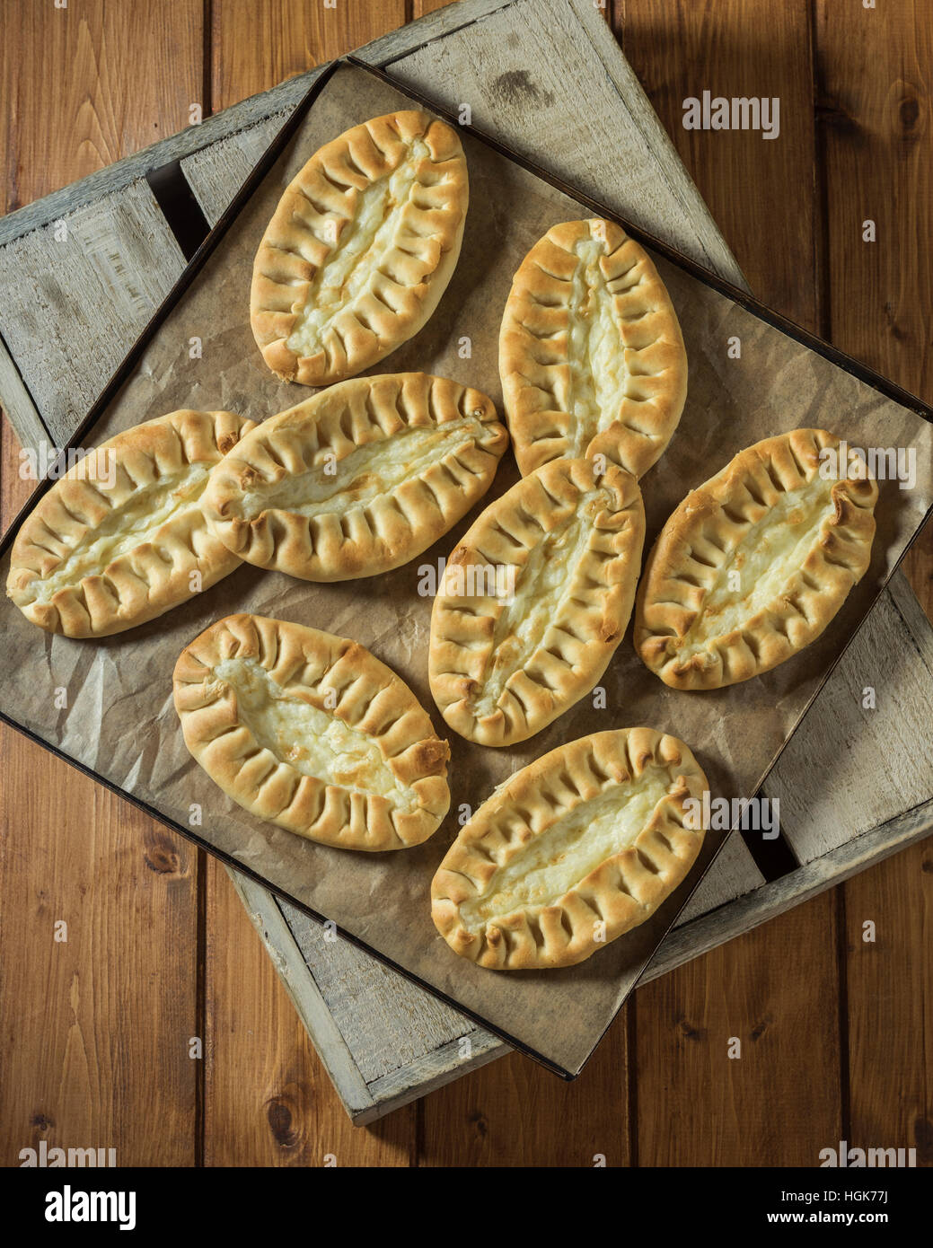 Karelian torte. Tradizionale pasties dalla Finlandia Foto Stock