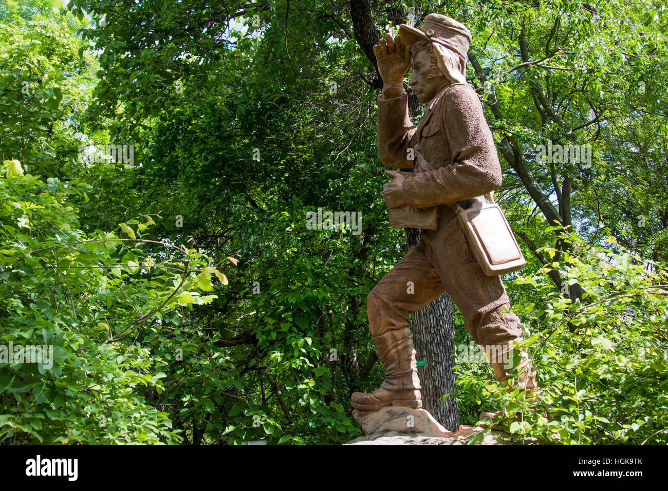 Statua del medico Stanely Livingstone a Cascate Livingstone Livingstone Zambia Foto Stock