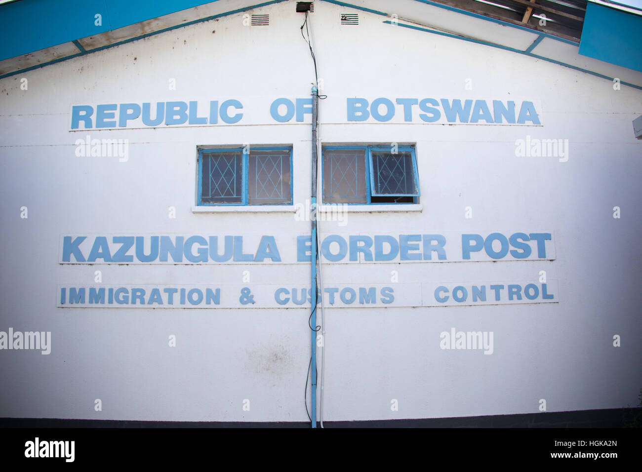Il Botswana di frontiera tra Zambia e Botswana Foto Stock