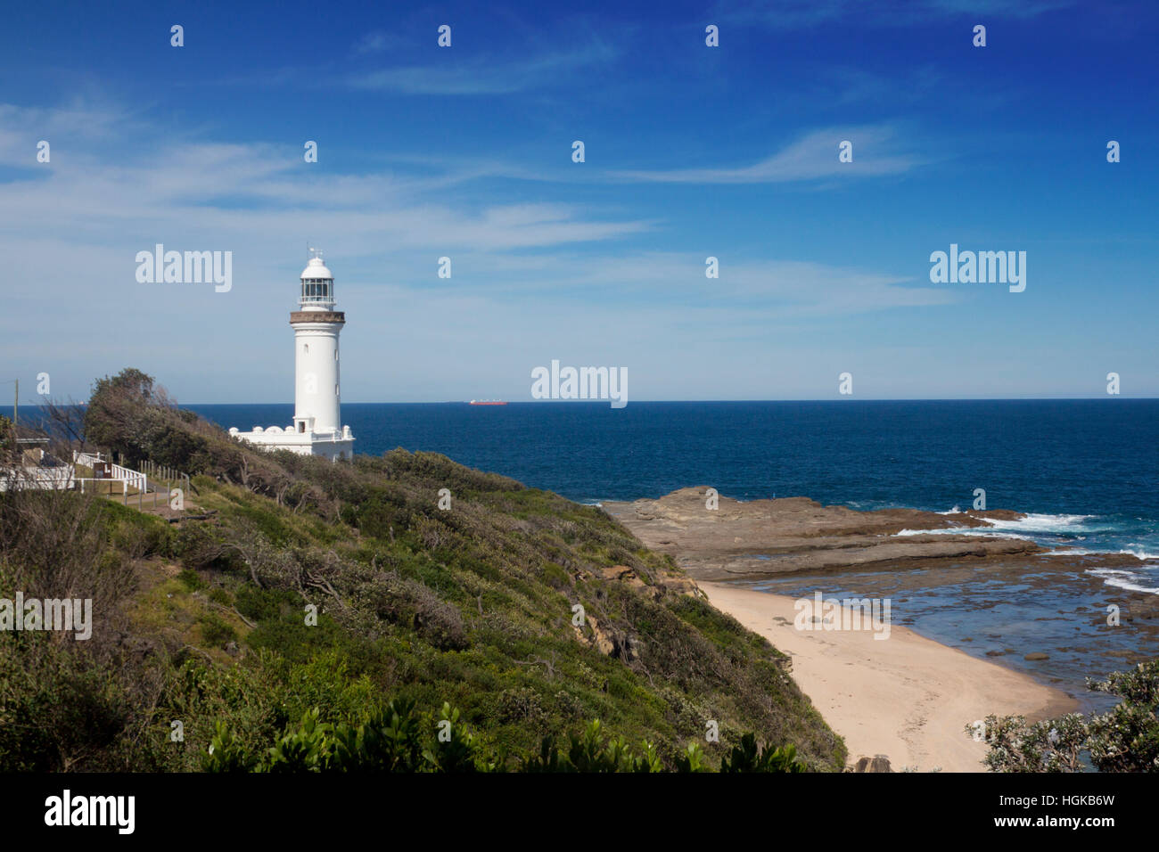 Norah Capo Faro e spiaggia Central Coast NSW Australia Foto Stock