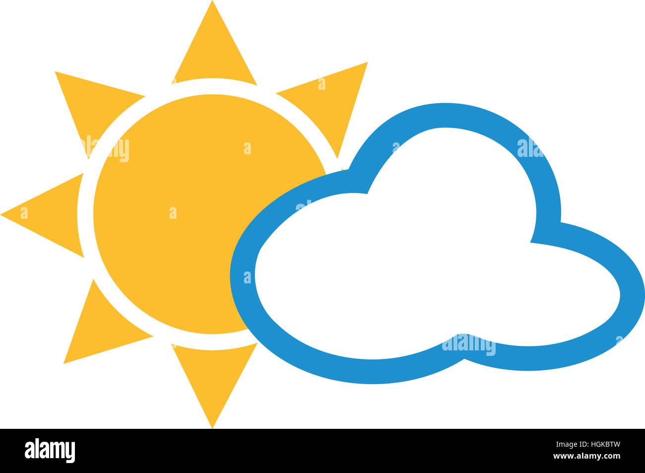 Meteo nuvoloso con Sun e icona della nuvola Foto Stock