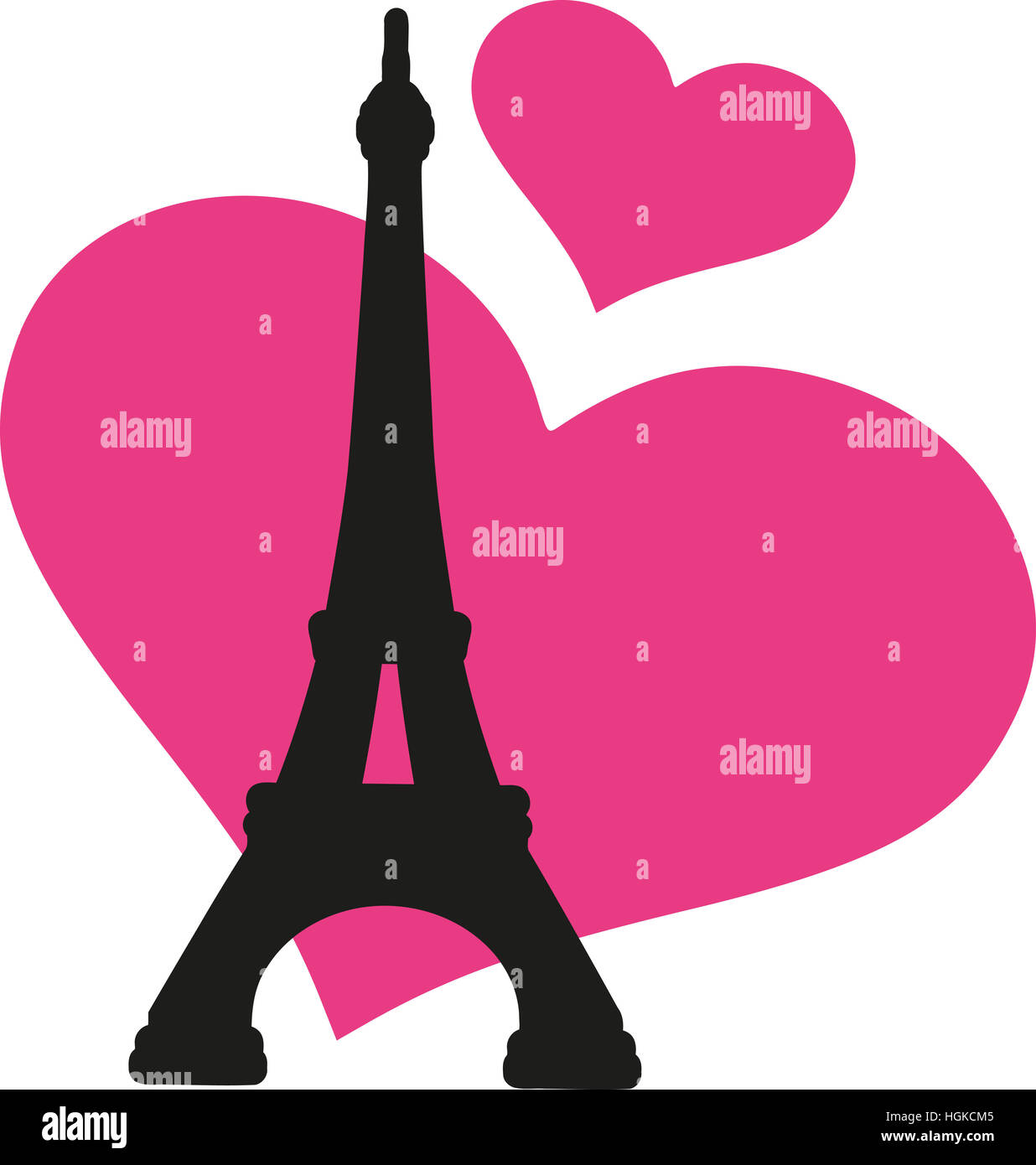 Torre Eiffel con Cuori rosa Foto Stock