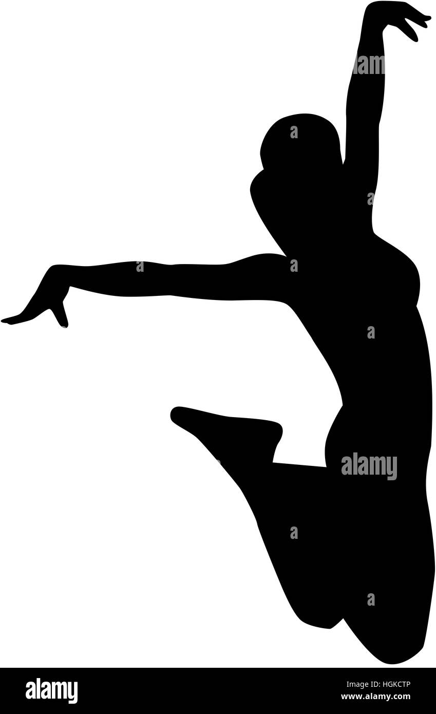 Trampoline silhouette di donna Foto Stock