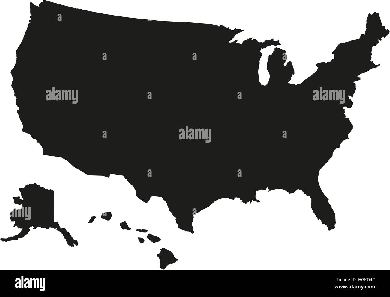 Stati Uniti d'America map con hawaii Foto Stock