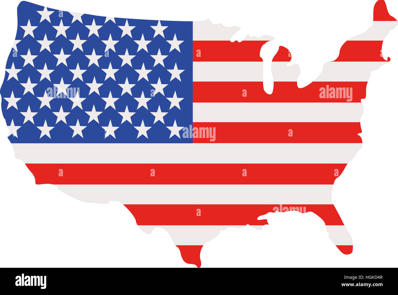 Stati Uniti d'America map con bandiera Foto Stock