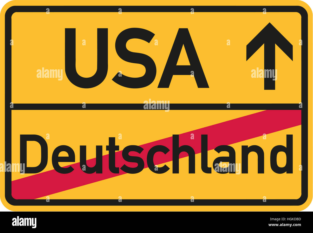 Migrazione dalla Germania per Stati Uniti d'America - città tedesca di segno Foto Stock