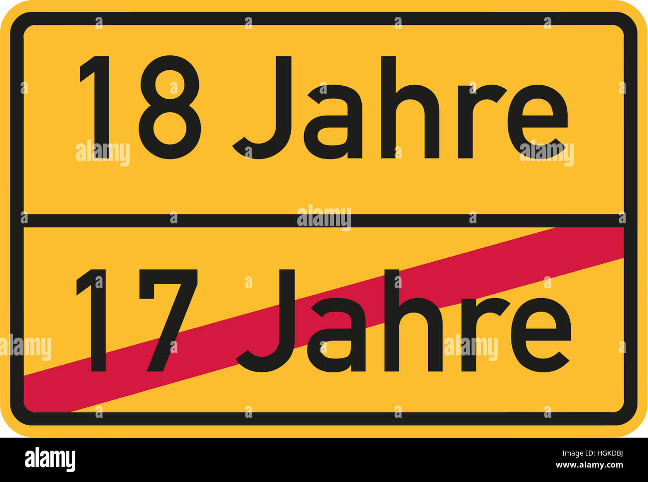 Diciottesimo compleanno - cartello stradale tedesco Foto Stock