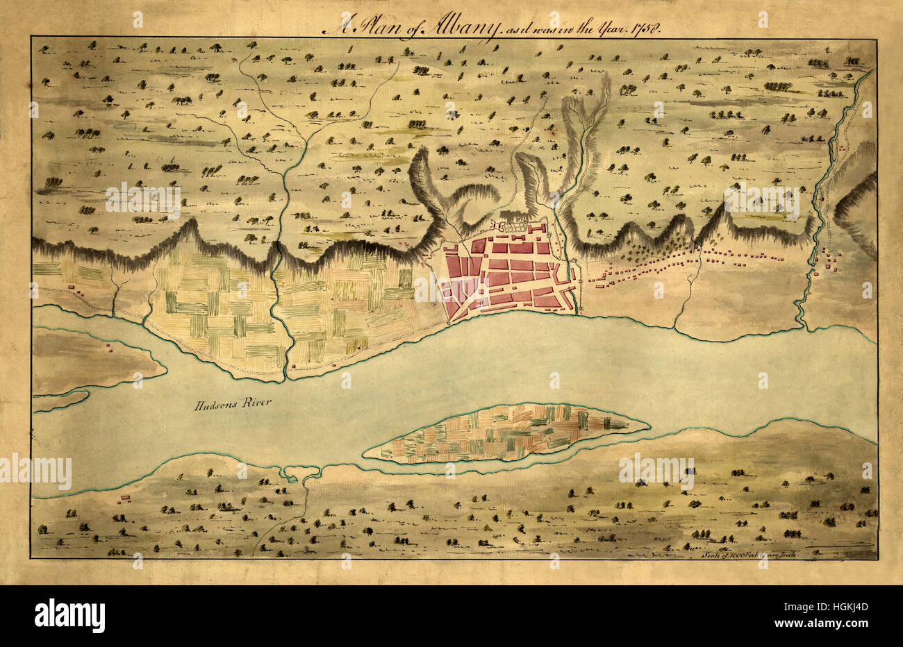 Mappa di Albany 1758 Foto Stock