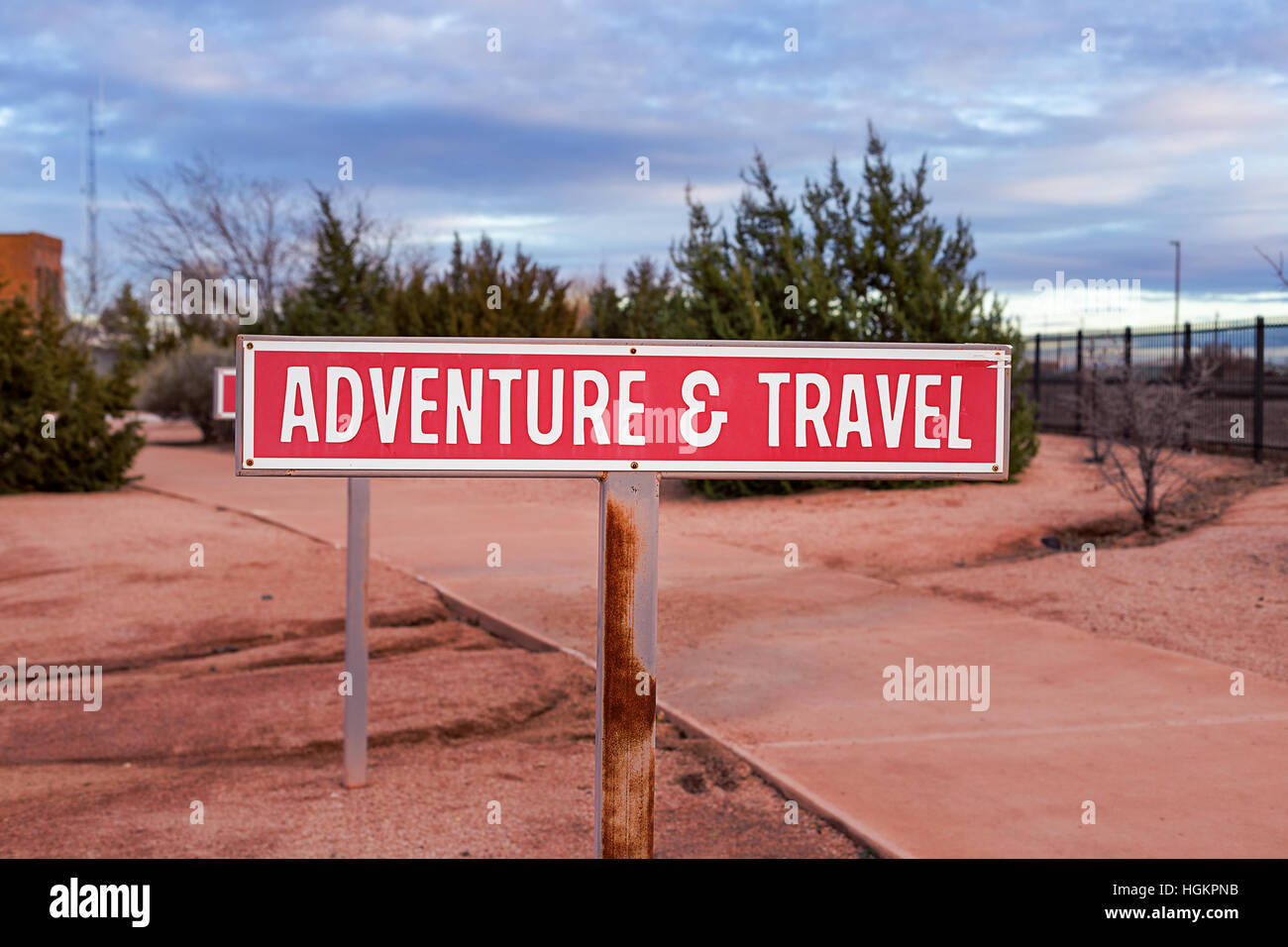 Viaggi e avventura Accedi Winslow, Arizona Foto Stock