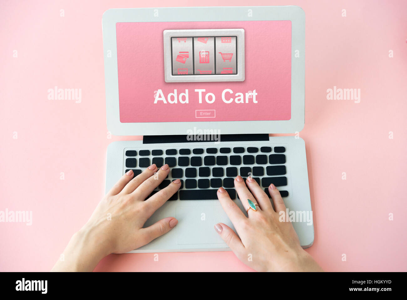 Aggiungere al carrello di Shopping Online Store per acquistare Concept Foto Stock