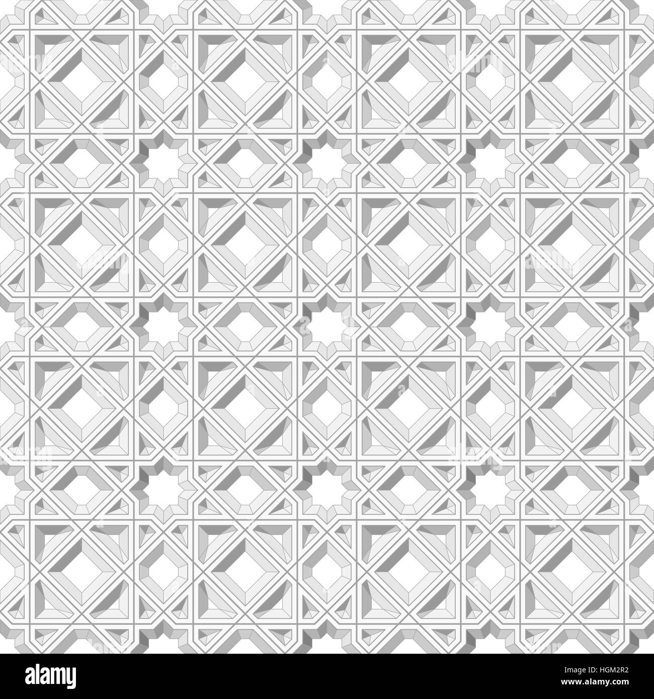Classic islamico o arabo seamless pattern in 3d argento. Illustrazione Vettoriale Illustrazione Vettoriale