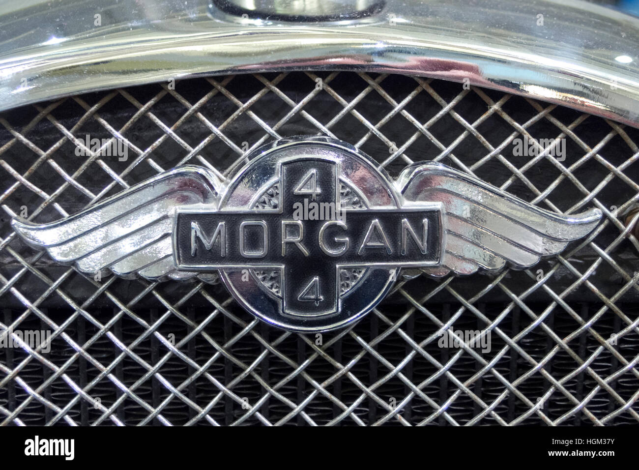 Morgan 4/4 serie una autovettura Calandra & mascotte, REGNO UNITO Foto Stock