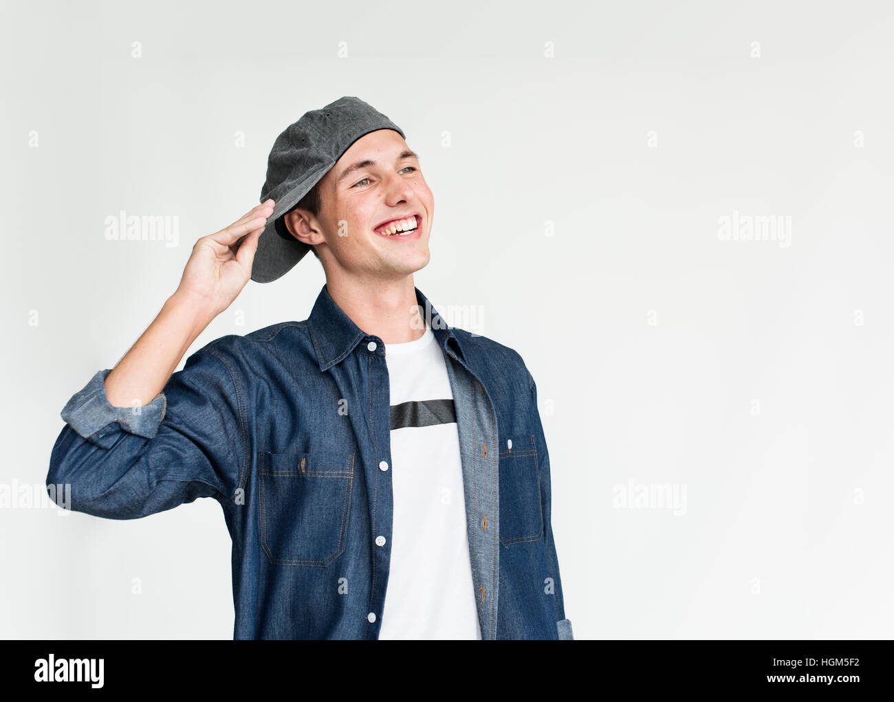 Giovane uomo sorridente felice concetto Foto Stock