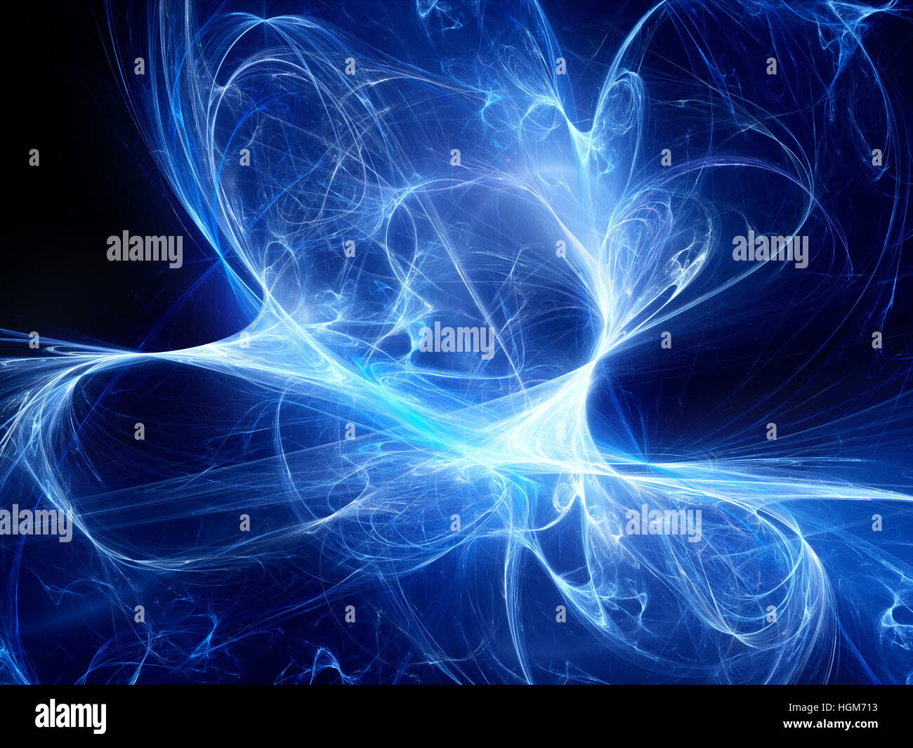 Blu brillante ad alta energia di campo di plasma nello spazio, generato dal computer sfondo astratto, 3D render Foto Stock