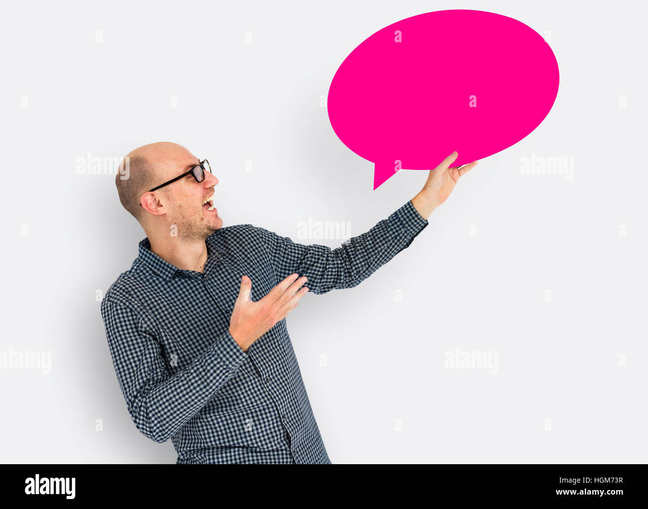 Caucasian discorso bolla concetto di comunicazione Foto Stock