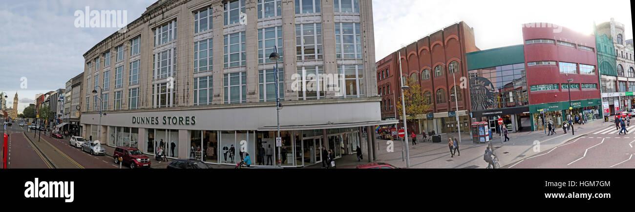Dunns negozi Panorama, Belfast, Irlanda del Nord e Inghilterra, Regno Unito Foto Stock