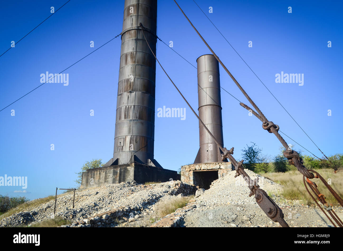 Vecchia miniera di rame nei pressi di Tsumeb, Namibia Foto Stock