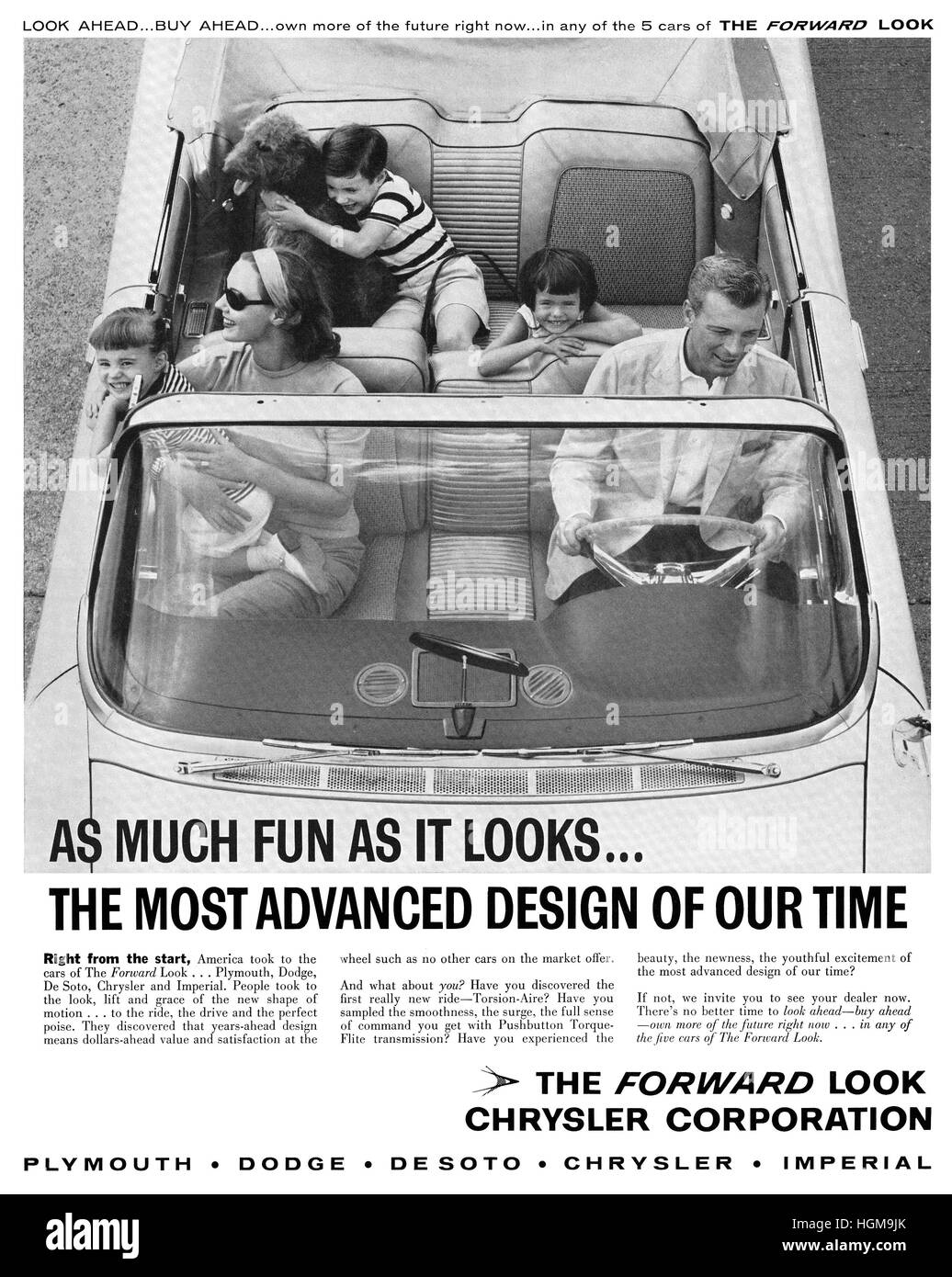 1957 pubblicità negli Stati Uniti per la Chrysler Corporation Foto Stock