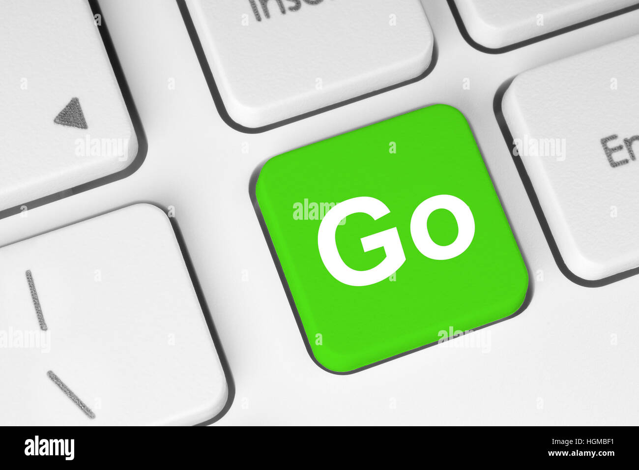 Andare sul tasto verde sullo sfondo della tastiera Foto Stock