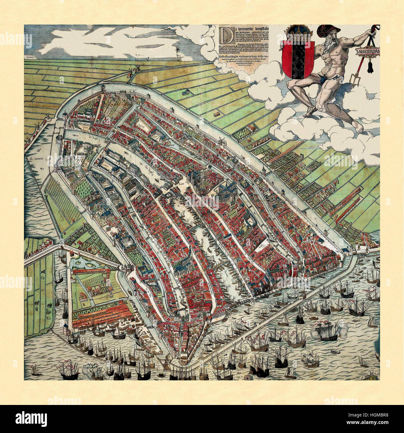 Mappa di Amsterdam 1544 Foto Stock
